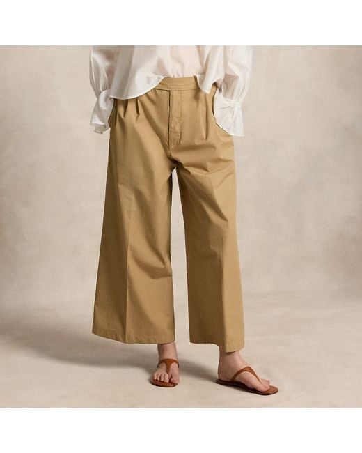 Ralph Lauren Natural Cotton Relaxed Wide-Leg Crop Pant
