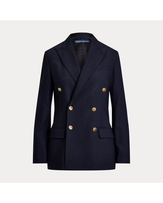 Polo Ralph Lauren Black Double-Breasted Stretch Wool Blazer