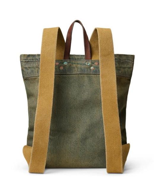 RRL Green Faded Denim Backpack for men