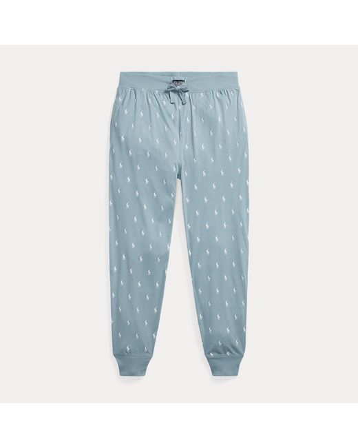 Polo Ralph Lauren Blue All-Over Pony Cotton Jersey Sleep Jogger for men