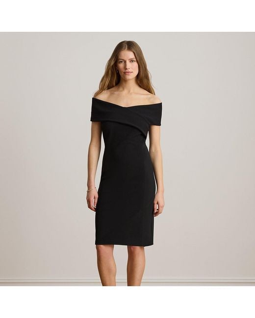Ralph Lauren Black Faille Off-The-Shoulder Cocktail Dress