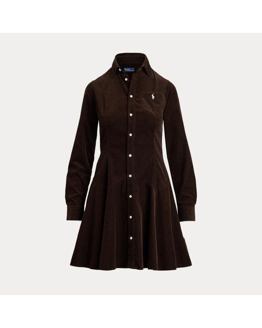 Chemisier a trapezio in velluto a coste di Polo Ralph Lauren in Black