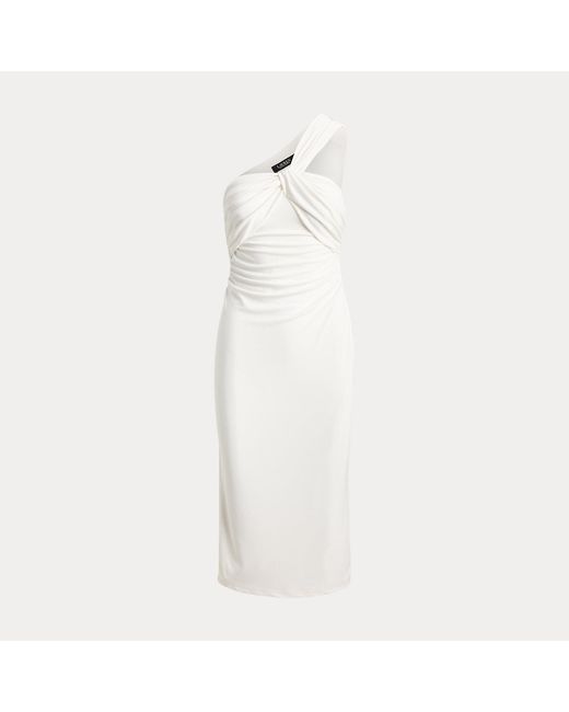 Ralph Lauren Gray Twist-Front One-Shoulder Cocktail Dress