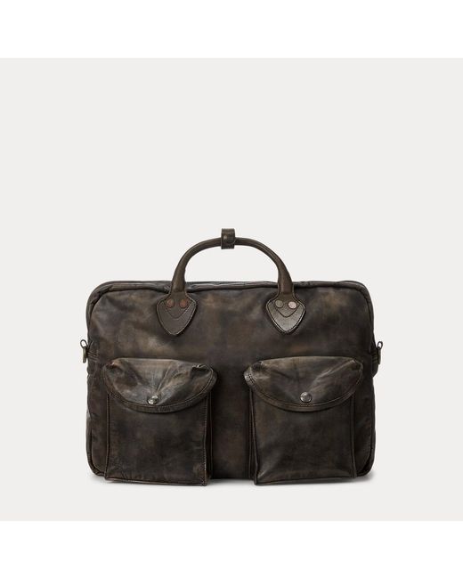Ralph Lauren Black Leather Briefcase for men