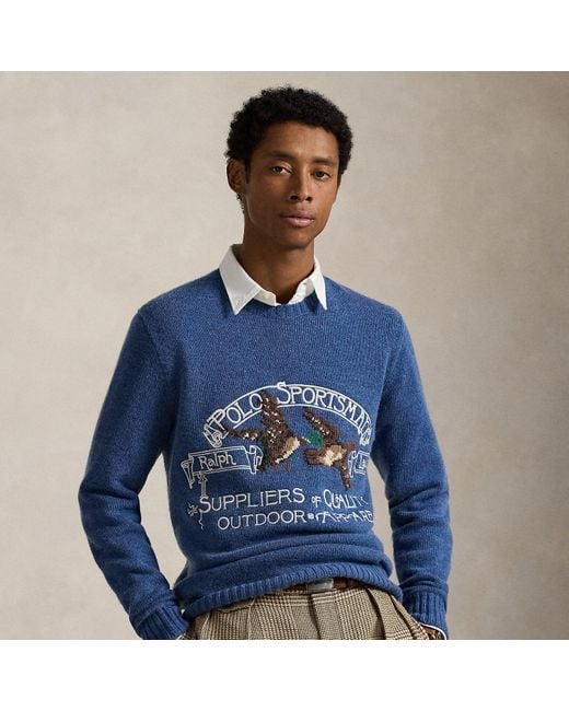 Ralph Lauren Blue Polo Sportsman Sweater for men