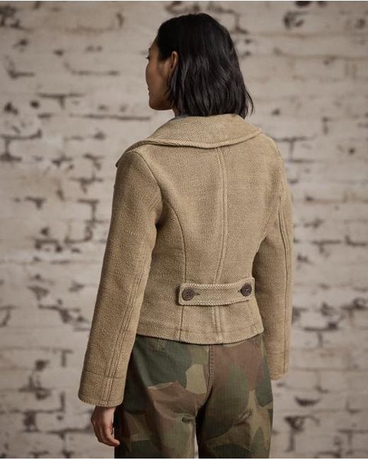 RRL Blue Handwoven Cropped Peacoat