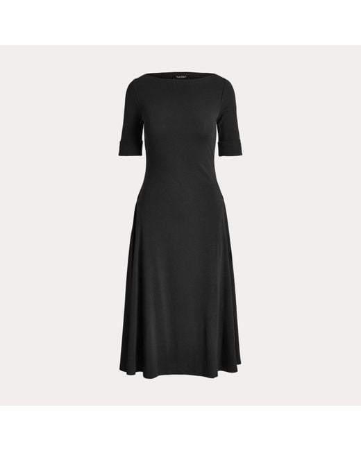 Ralph Lauren Black Stretch Cotton Midi Dress