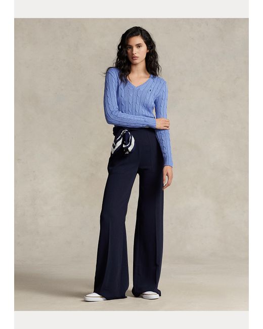 ralph lauren blue v neck jumper