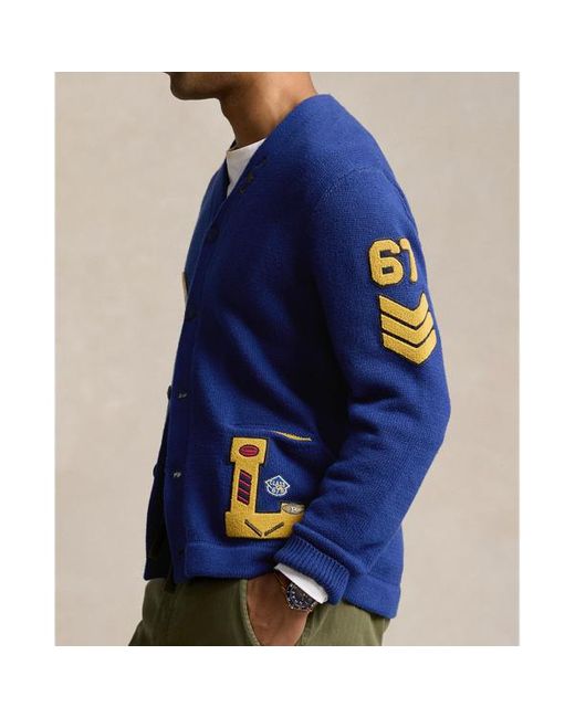 Polo Ralph Lauren Baumwollstrickjacke im College-Stil in Blue für Herren