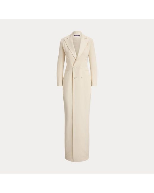 Ralph Lauren Natural Kristian Silk Tuxedo Dress