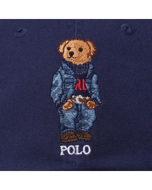 Polo Ralph Lauren Keperstof Baseballpet Met Polo Bear in het Blue voor heren