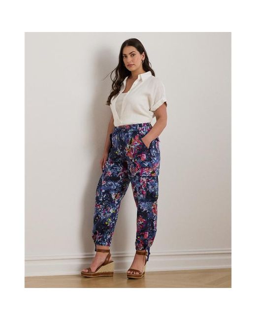 Ralph Lauren Blue Ralph Lauren Print Linen Cargo Ankle Pant
