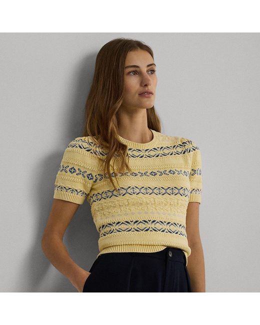Lauren by Ralph Lauren Yellow Ralph Lauren Fair Isle Cotton-linen Sweater