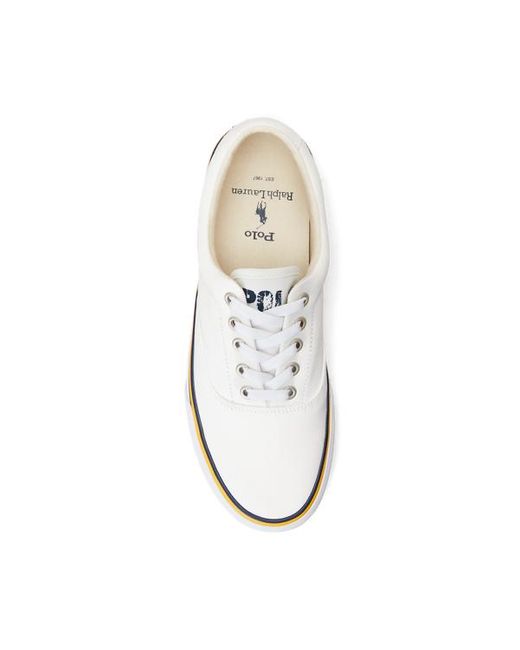 Polo Ralph Lauren White Keaton Washed Canvas Trainer for men
