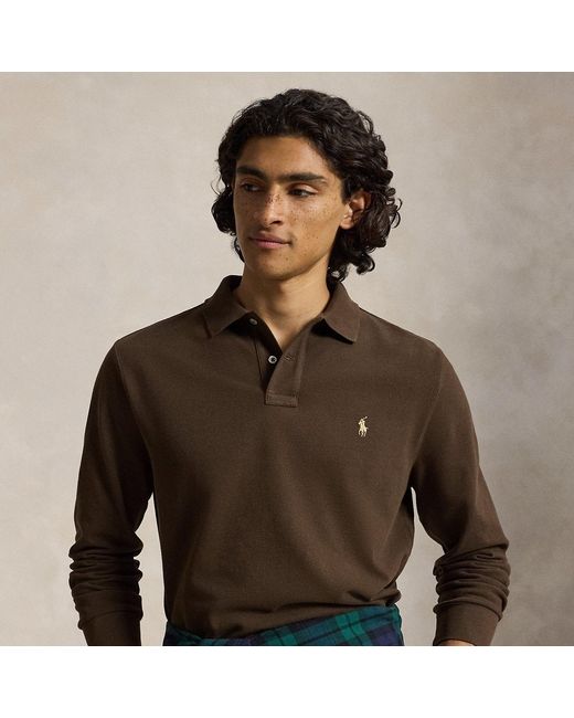 Polo Ralph Lauren Brown Custom Slim Fit Mesh Polo Shirt for men
