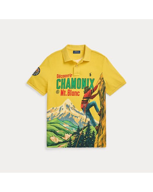 Ralph Lauren Yellow Classic Fit Mesh Graphic Polo Shirt for men