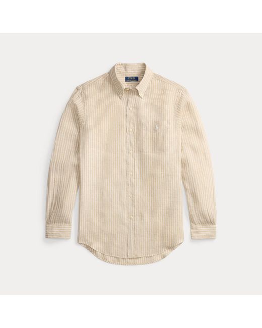 Polo Ralph Lauren Natural Custom Fit Striped Linen Shirt for men