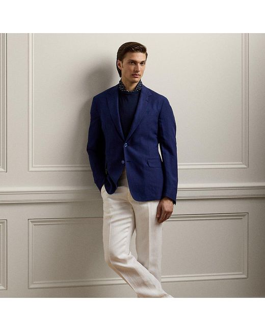 Ralph Lauren Purple Label Blue Ralph Lauren Gregory Hand-tailored Linen Suit Trouser for men