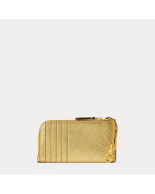 Ralph Lauren Metallic Textured Leather L-Zip Card Case