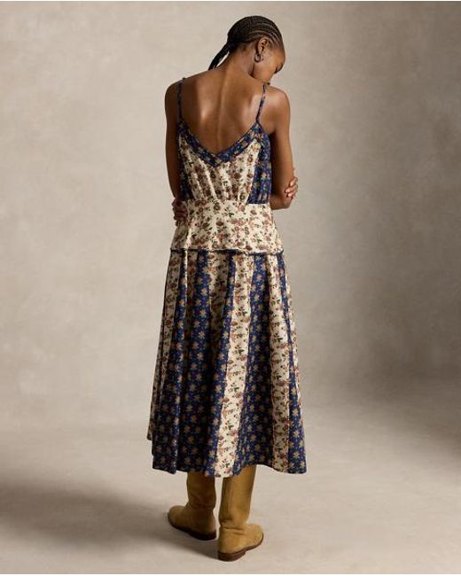 Polo Ralph Lauren Metallic Sleeveless Mixed-Print Panelled Dress