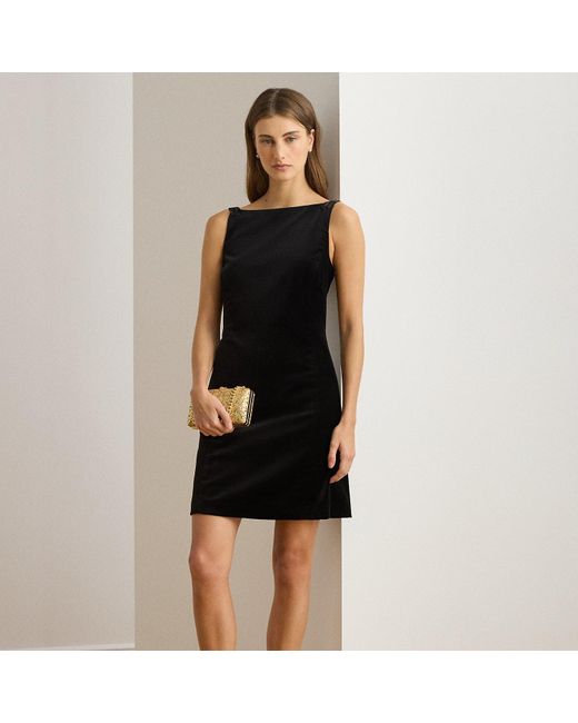 Ralph Lauren Women's Black Beaded-Trim Velvet Cocktail Dress
