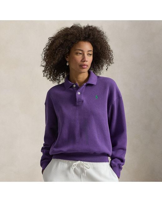 Polo Ralph Lauren Purple Polo-Collar Fleece Pullover