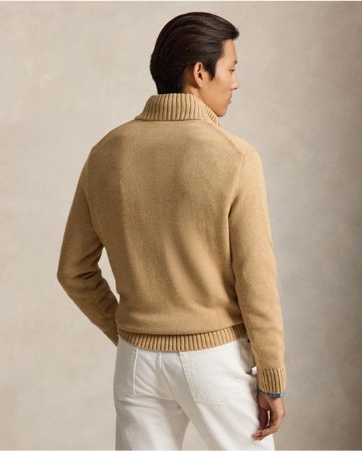 Polo Ralph Lauren Natural Quarter-Zip Cotton Mockneck Jumper for men