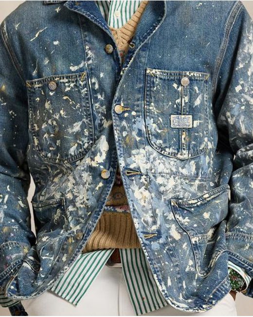 Polo Ralph Lauren Blue Limited-Edition Hand-Painted Jacket for men