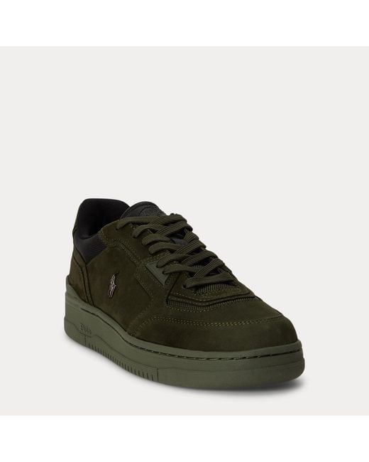 Polo Ralph Lauren Green Open Masters Nubuck-Panelled Trainer for men