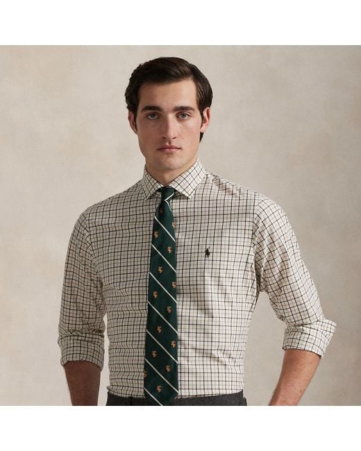 Polo Ralph Lauren Custom Fit Geruit Stretchpoplin Overhemd in het Gray voor heren