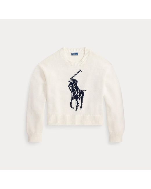 Polo Ralph Lauren White Big Pony Cotton Crewneck Jumper