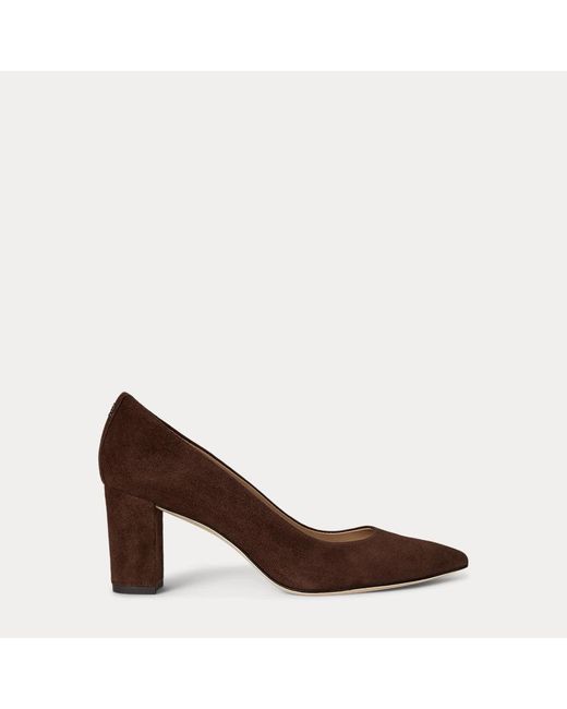 Ralph Lauren Brown Ralph Lauren Lanette Suede Block-Heel Pump