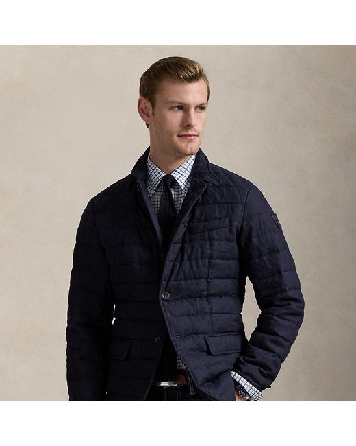 Polo Ralph Lauren Blue Quilted Linen Down Jacket for men