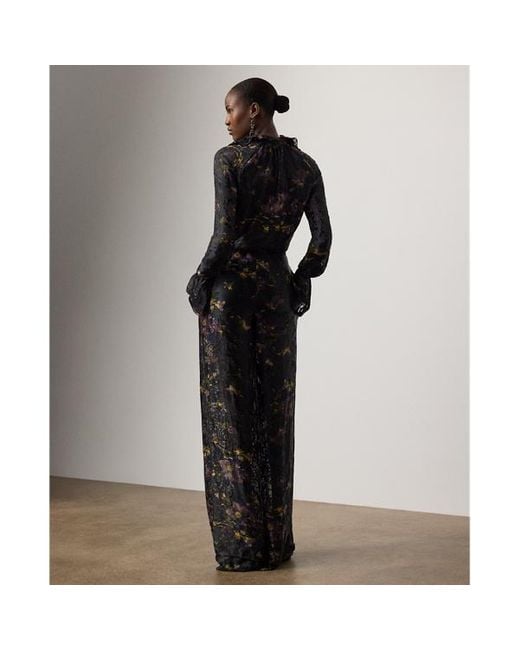 Tuta Carol in raso devoré a fiori di Ralph Lauren in Black