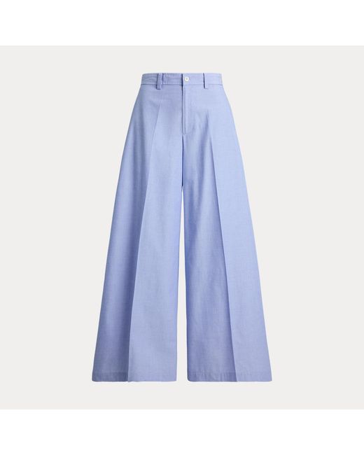 Polo Ralph Lauren Blue Cotton Relaxed Wide-Leg Trousers