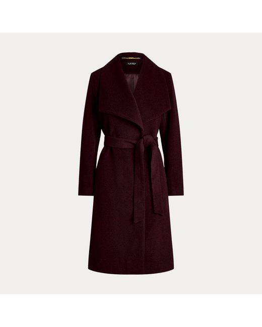 Ralph Lauren Brown Belted Wool-Blend Wrap Coat