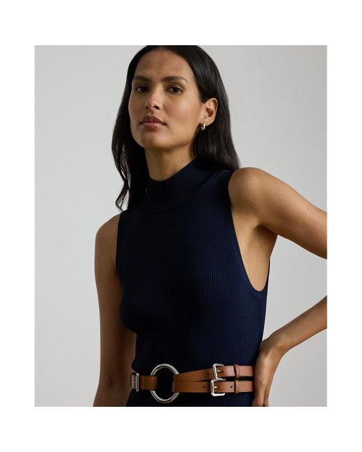 Abito in maglia con collo a lupetto di Ralph Lauren in Blue