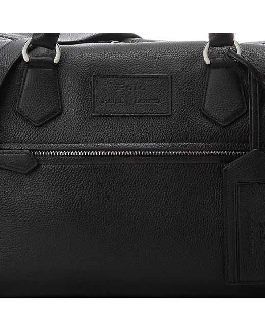 Polo Ralph Lauren Black Pebbled Leather Duffel for men