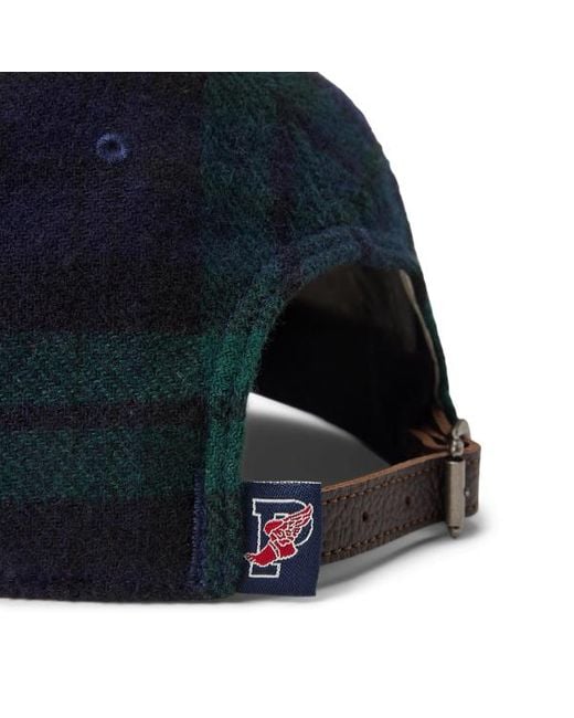 Ralph Lauren Blue P-Wing Plaid Wool-Blend Ball Cap for men