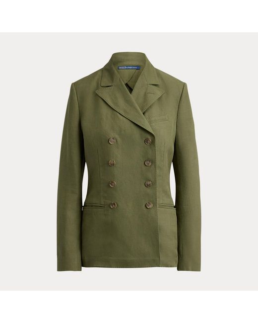 Polo Ralph Lauren Green Double-Breasted Hemp-Linen Blazer
