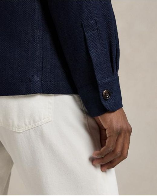 Veste En Lin Et Coton À Chevrons Polo Ralph Lauren pour homme en coloris Blue