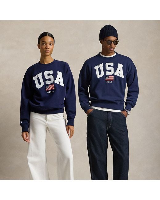 Polo Ralph Lauren Blue Vintage Fit Flag Fleece Sweatshirt for men