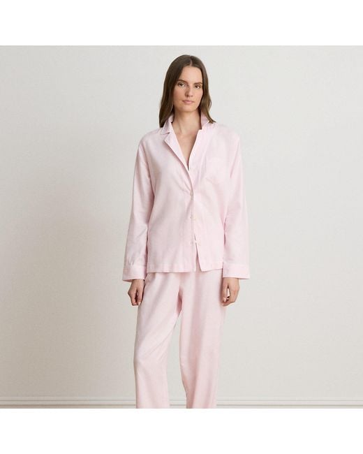 Ralph Lauren Pink Houndstooth Brushed Twill Sleep Set