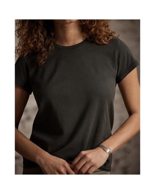 RRL Black Cotton Jersey Crewneck T-Shirt