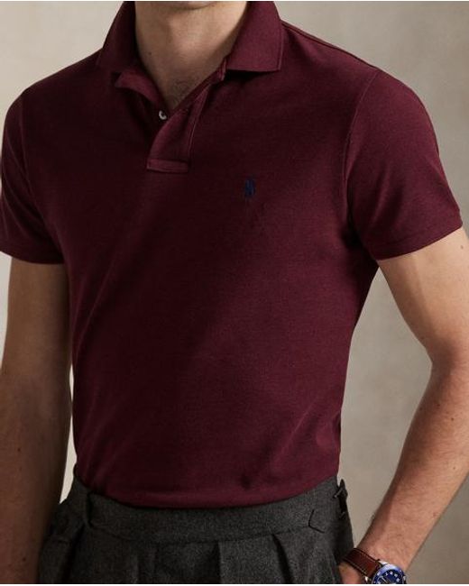 Polo Ralph Lauren Red The Iconic Custom Slim Fit Mesh Polo for men