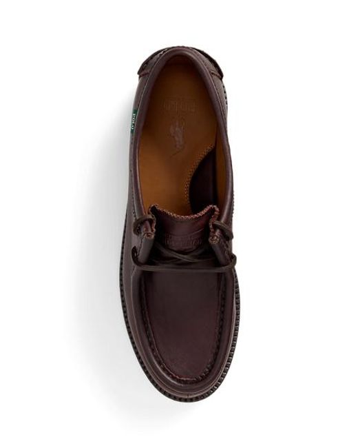 Polo Ralph Lauren Brown Jett Lug-Sole Leather Moc-Toe Shoe for men