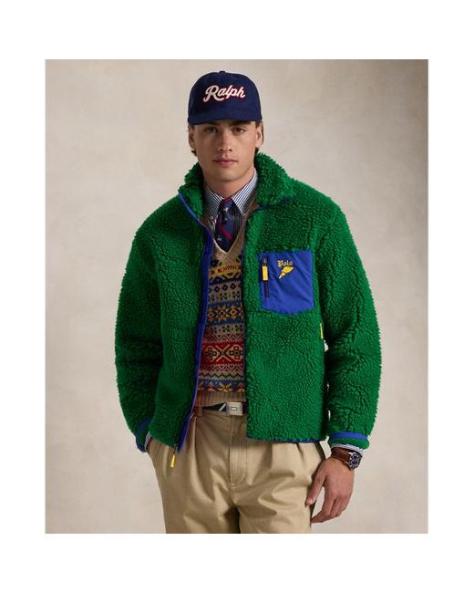 Polo Ralph Lauren Green Pile Fleece Hybrid Jacket for men