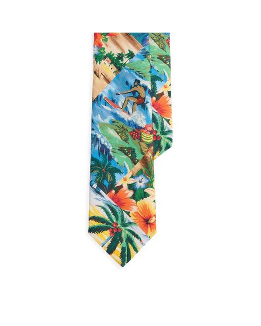 Ralph Lauren Blue Patchwork-Print Silk Tie for men