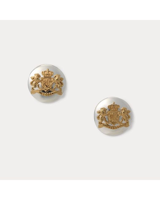 Ralph Lauren Metallic Two-tone Sterling Silver Crest Studs