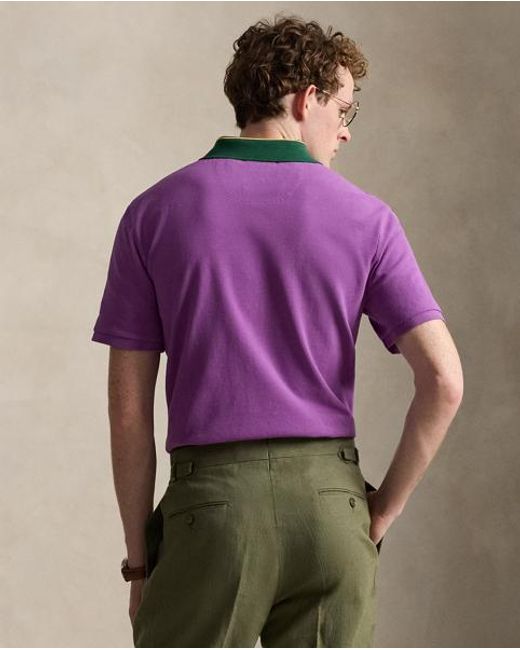 Polo Ralph Lauren Purple Classic Fit Mesh Graphic Polo Shirt for men